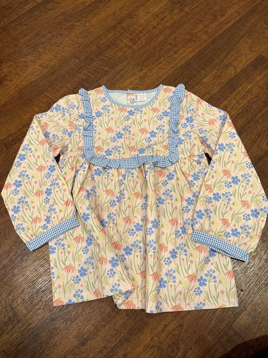 Stitchy Fish Girls Floral Blue Ruffle Matching Set - Picture 2 of 10